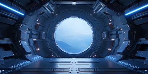 Wall Mural - Space station or Sci-fi style futuristic facility external panel surface background. Exterior of scifi device.