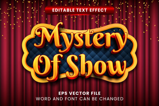 Magic show 3d editable vector text effect, retro vintage style text effect