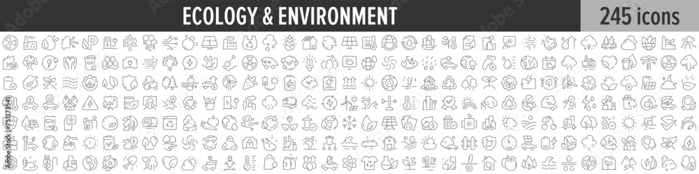 Ecology and Environment linear icon collection. Big set of 245 Ecology ...