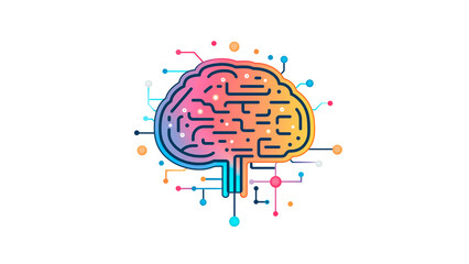 Wall Mural - ai brain illustration cut out. isolated ai brain on transparent background