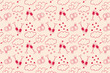 Seamless wedding pattern with hearts, champagne glasses clouds and rings