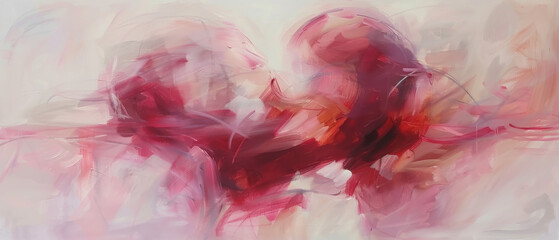 Wall Mural - Love Whispers, Abstract forms in pinks and reds, Intimacy of connection