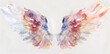 Soft pastel detailed pink angel wings in watercolor style isolated on white background
