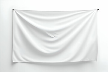 blank white fabric banner isolated on white background. 3d rendering