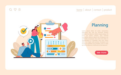 Poster - Planning phase in IT project management. Detailed depiction of strategic scheduling