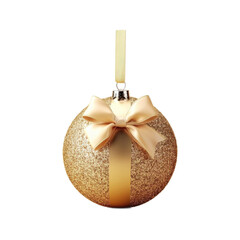 Wall Mural - a gold ornament with a bow is hanging from a string