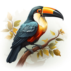 Toucan cartoon vector realistic isolated on white