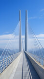 Fototapeta Niebo - Breathtaking View of Majestic Bridge against Sky and Water Backdrop: A Testament to Human Ingenuity in Architecture and Engineering