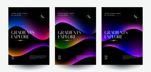 Poster - modern abstract covers set. retro gradient shapes composition. futuristic design. eps10 vector.