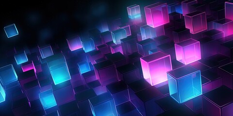 Leinwandbilder - neon cubes background