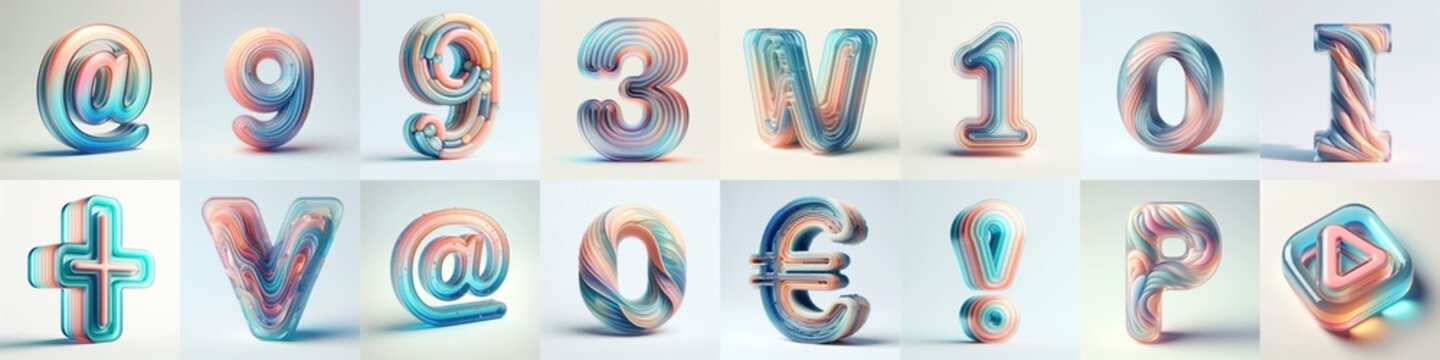 pastel colors blend glass 3D Lettering Typeface. AI generated illustration