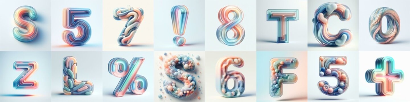 pastel colors blend glass 3D Lettering Typeface. AI generated illustration
