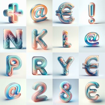 pastel colors blend glass 3D Lettering Typeface. AI generated illustration