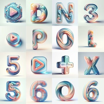 pastel colors blend glass 3D Lettering Typeface. AI generated illustration