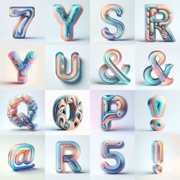 pastel colors blend glass 3D Lettering Typeface. AI generated illustration