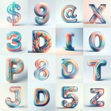 pastel colors blend glass 3D Lettering Typeface. AI generated illustration