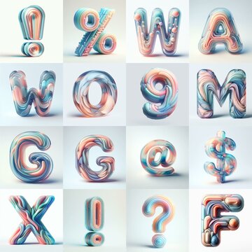 pastel colors blend glass 3D Lettering Typeface. AI generated illustration