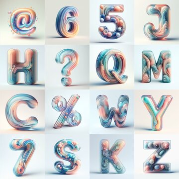 pastel colors blend glass 3D Lettering Typeface. AI generated illustration