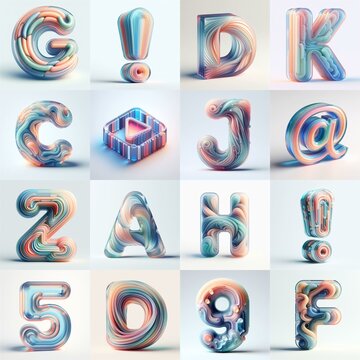 pastel colors blend glass 3D Lettering Typeface. AI generated illustration