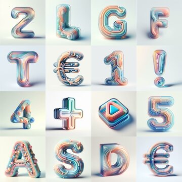 pastel colors blend glass 3D Lettering Typeface. AI generated illustration