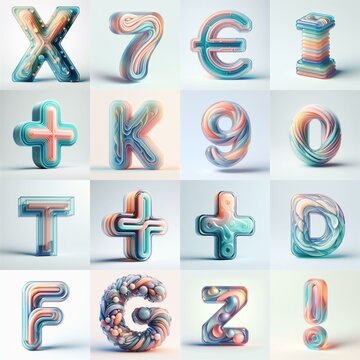 pastel colors blend glass 3D Lettering Typeface. AI generated illustration