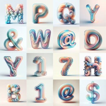 pastel colors blend glass 3D Lettering Typeface. AI generated illustration