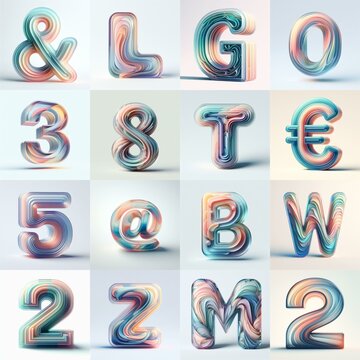 pastel colors blend glass 3D Lettering Typeface. AI generated illustration