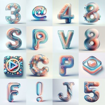 pastel colors blend glass 3D Lettering Typeface. AI generated illustration