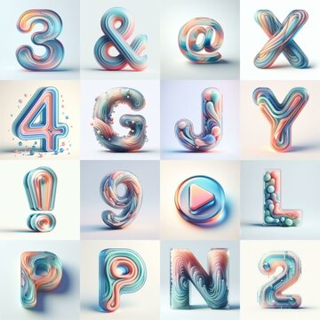 pastel colors blend glass 3D Lettering Typeface. AI generated illustration