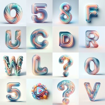pastel colors blend glass 3D Lettering Typeface. AI generated illustration