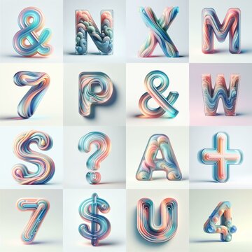 pastel colors blend glass 3D Lettering Typeface. AI generated illustration