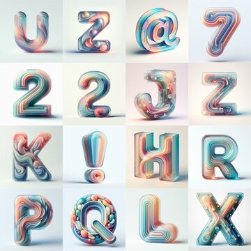 pastel colors blend glass 3D Lettering Typeface. AI generated illustration
