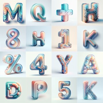 pastel colors blend glass 3D Lettering Typeface. AI generated illustration