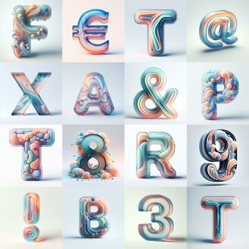 pastel colors blend glass 3D Lettering Typeface. AI generated illustration