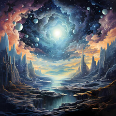 Wall Mural - Abstract representation of a dreamy celestial realm