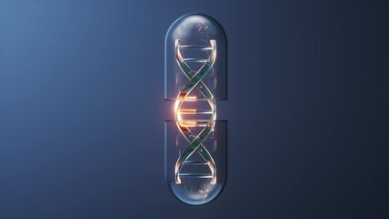 Sticker - Medical capsule with DNA inside, 3d rendering.