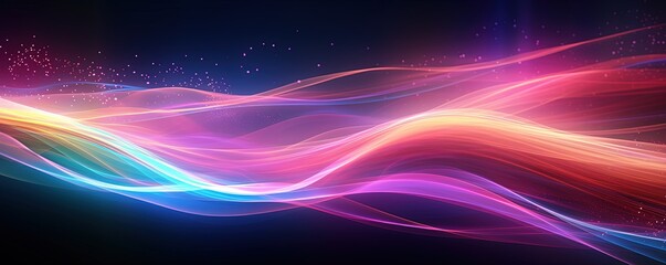 Poster - abstract futuristic background with gold pink blue glowing neon moving high speed wave lines and bok