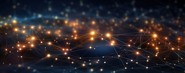 Leinwandbilder - Concept of AI technology, Motion of digital data flow. Communication and technology network concept map with moving lines and dots.