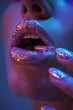 © Hugo - Close-up lips of female with glitter lipstick and glitter pil