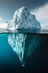 A giant iceberg on the sea, with most part of it underneath the sea
