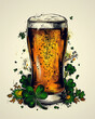 Beer Glass Surrounded by Shamrocks