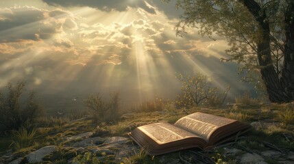 Wall Mural - Sunshine shining on the Bible