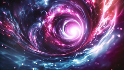 Wall Mural - colorful abstract cosmic background with swirling pink and blue nebulas, ideal for science fiction t