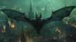 A bat as a night watchman patrolling the citys skies a guardian in the dark