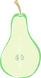flat color illustration of a cartoon half pear