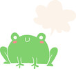 cartoon frog and speech bubble in retro style