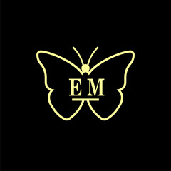 EM Initials Luxury Butterfly logo Vector illustration