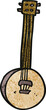 cartoon doodle old banjo