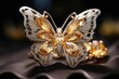Golden Butterfly, Jewelry Insect, Brooch in Form of a Butterfly in Luxury Jewellery Shop, Insect Bijouterie