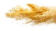 © buraratn - Small Fine size Sand flying explosion, Golden grain wave explode. Abstract cloud fly. Yellow colored sand splash throwing in Air. White background Isolated high speed shutter, throwing freeze stop